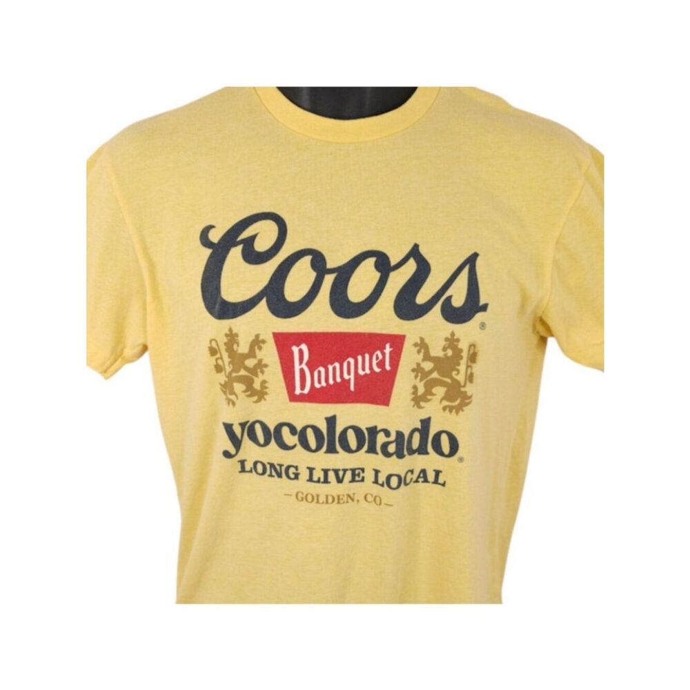 Coors X YoColorado T Shirt Mens Size Medium Yellow Long Live Local Breweriana
